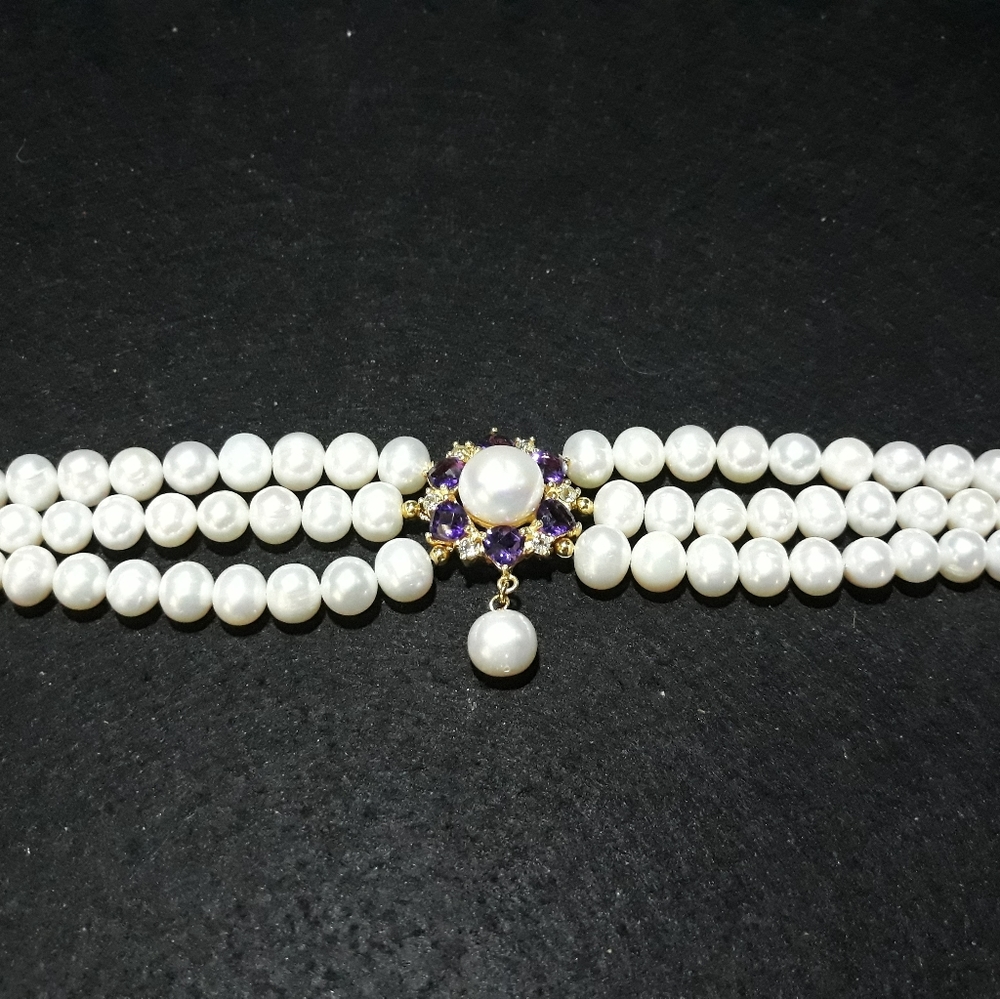 Natural Pearl Bracelet with Gemstones S10